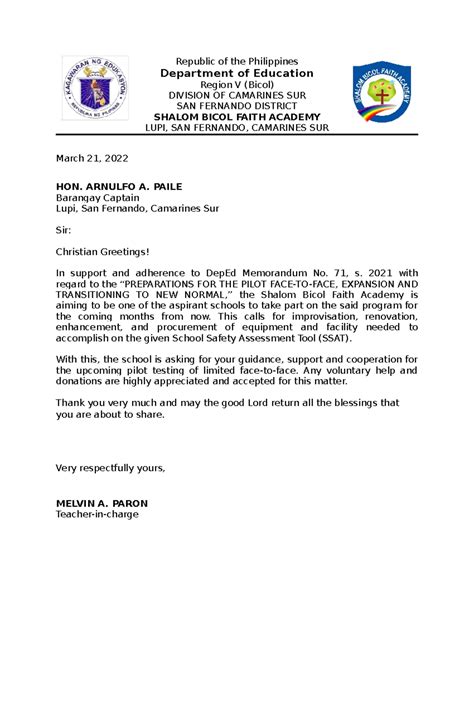Get request letter to barangay captain tagalog 2020.